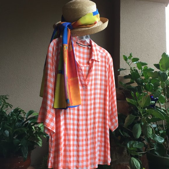 Soft Surroundings Al Fresco Tunic in Bright Melon - Picture 5 of 8
